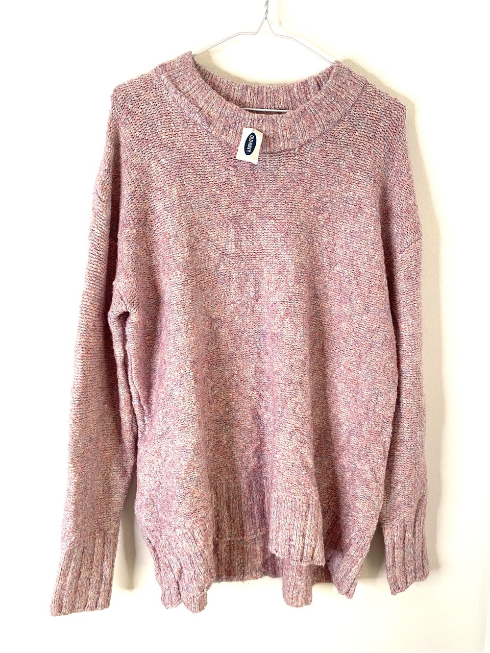 Old Navy Soft Pink Cozy Oversized Bouclé Crew Neck Sweater NWT